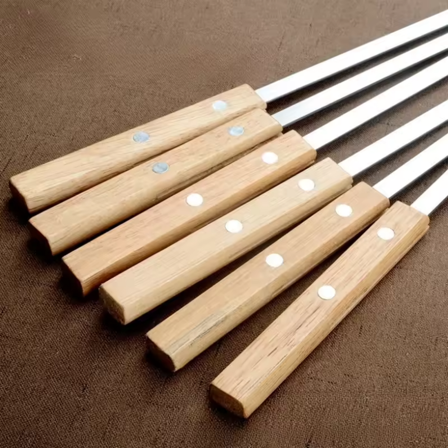 Kebab Spiezen RVS met Houtenhandvat | 4 - 6 - 12 stuks