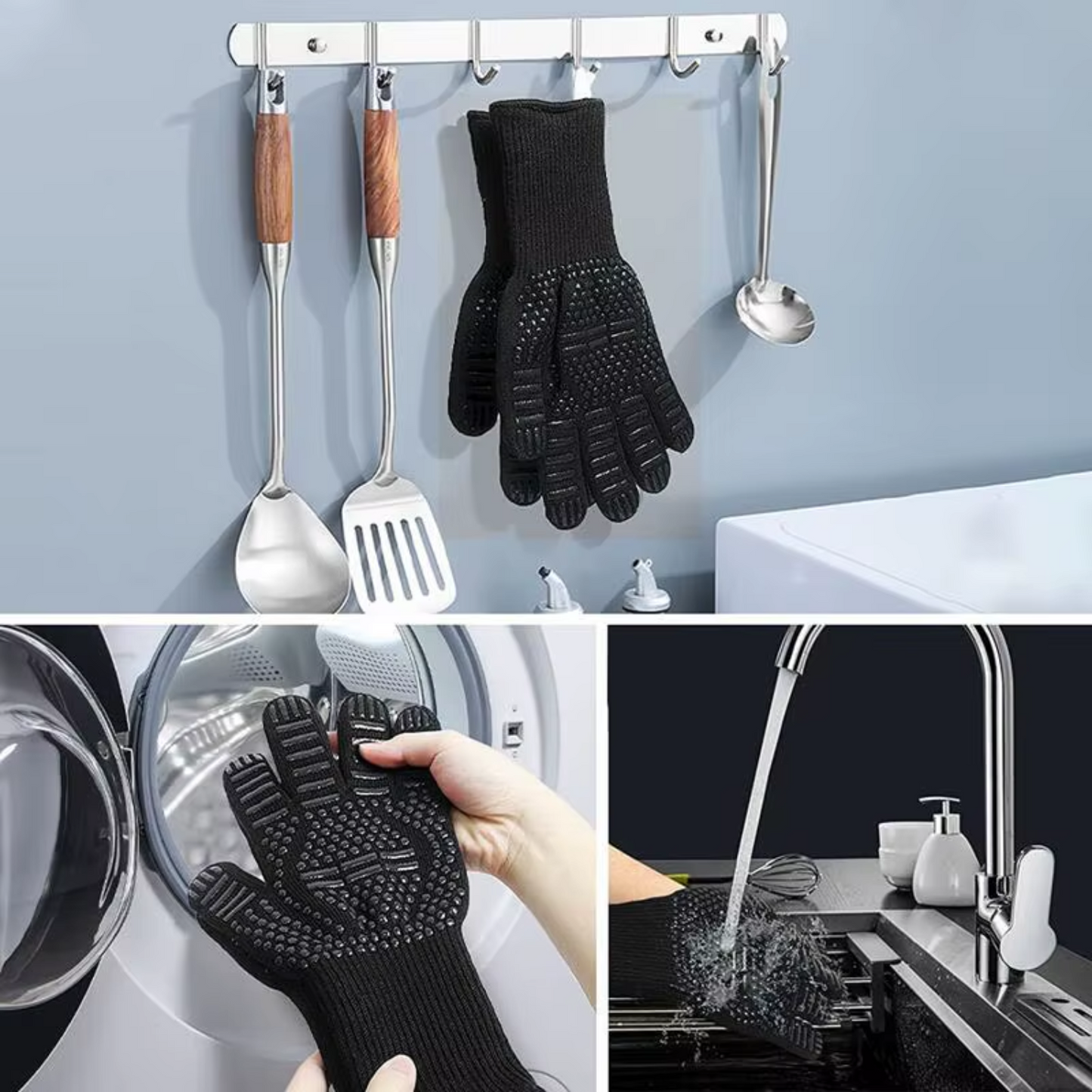 BBQ Handschoenen Zwart - Zeer Dik tot 500 Graden Beschermend